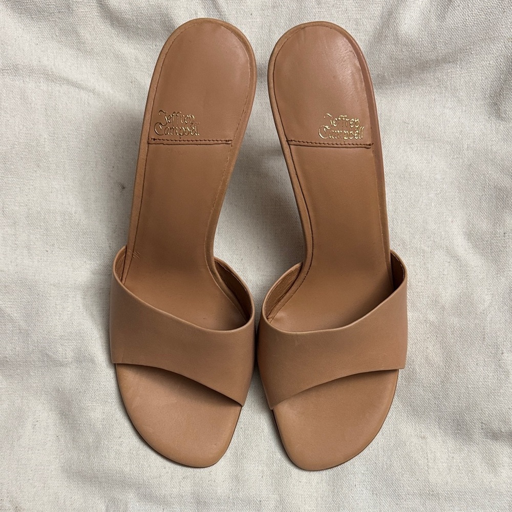 Jeffrey Campbell Tan Leather Slide Mules
